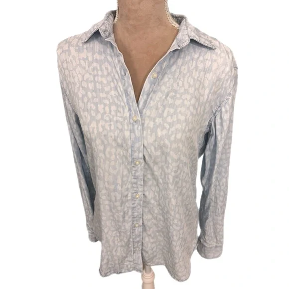 Pistola Evie Designer Button Up Blouse Shadow Leopard Size S Top MSRP $161 - Picture 4 of 13